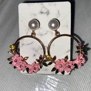 Sweet Pink Flower Bead Earrings